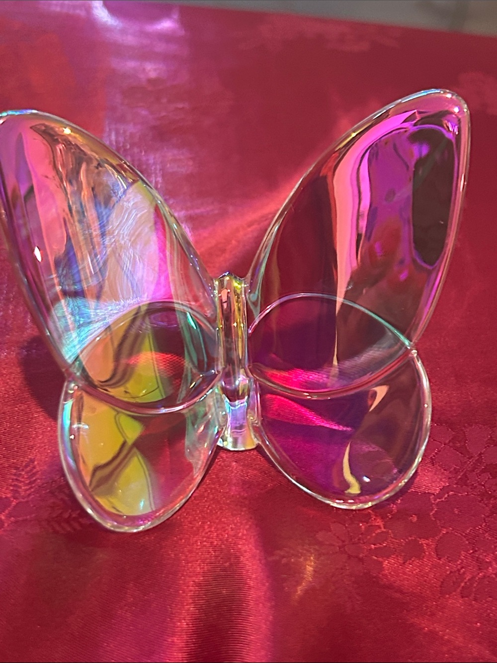 Baccarat Iridescent Glass Butterfly - Pink and Blue Reflections